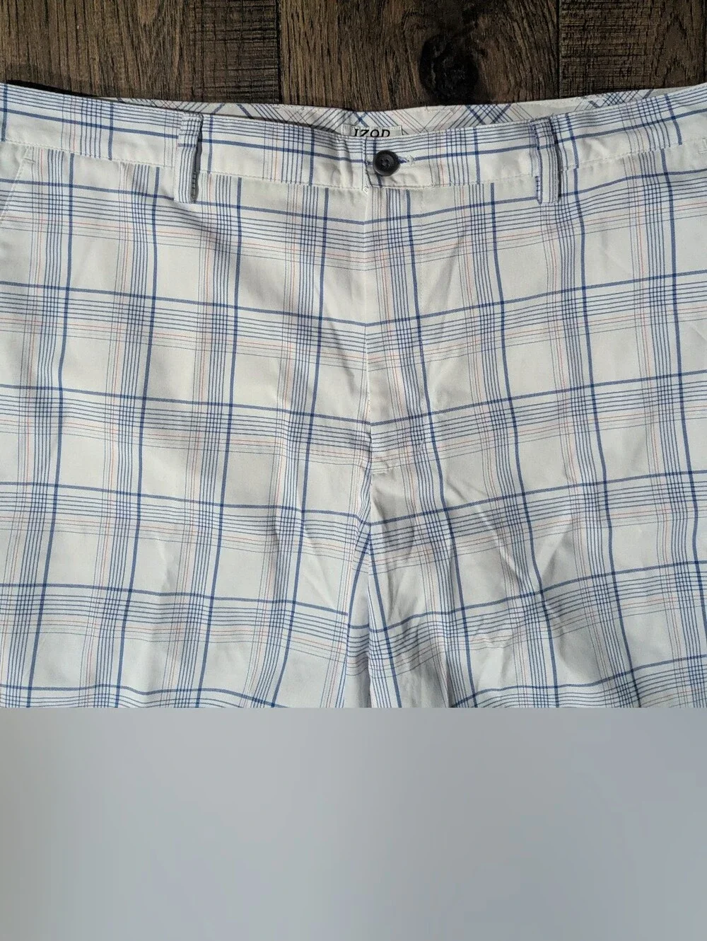 Men's IZOD Perform X Golf Blue & Red Striped Shorts Sz 40 ~ 6 Pockets 100% Poly